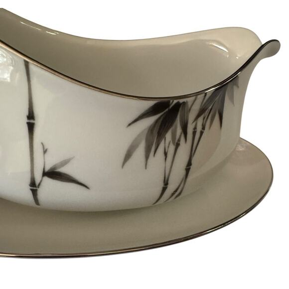 VTG Sango Bamboo Japan Gravy Boat W/ Attached Underplate 1980’s Discontinued - Picture 4 of 8